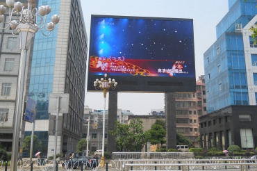 Outdoor dual pillar P10 LED display screen-Chenzhou Wuling Square